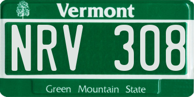 VT license plate NRV308