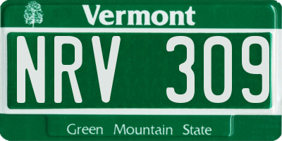VT license plate NRV309