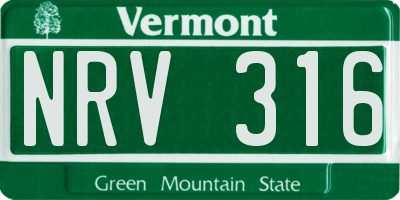 VT license plate NRV316