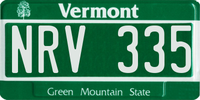 VT license plate NRV335