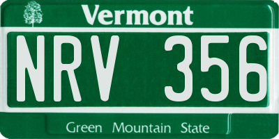 VT license plate NRV356