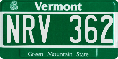 VT license plate NRV362