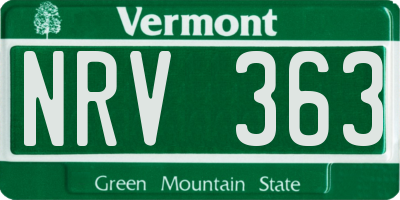 VT license plate NRV363