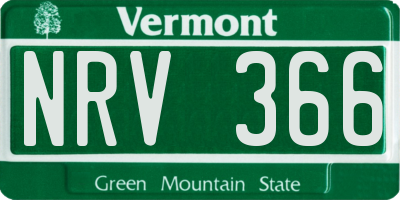 VT license plate NRV366