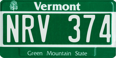 VT license plate NRV374