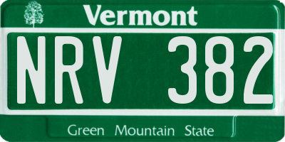 VT license plate NRV382