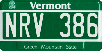 VT license plate NRV386