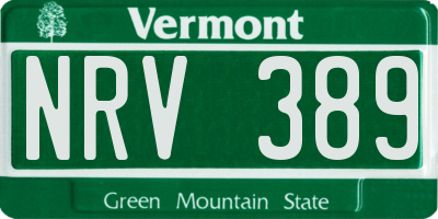 VT license plate NRV389