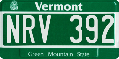 VT license plate NRV392