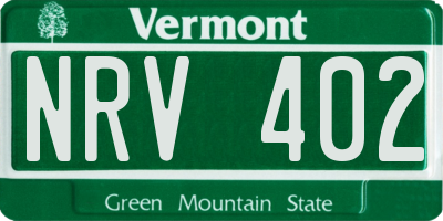 VT license plate NRV402