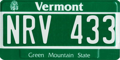 VT license plate NRV433