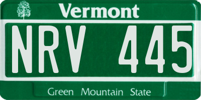 VT license plate NRV445