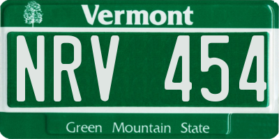 VT license plate NRV454