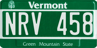 VT license plate NRV458