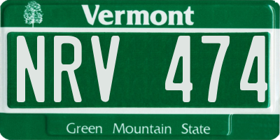 VT license plate NRV474