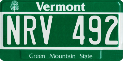 VT license plate NRV492