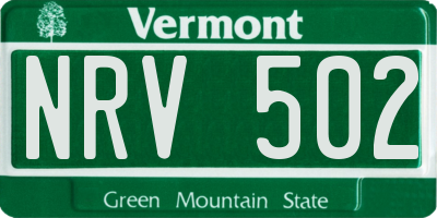 VT license plate NRV502