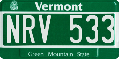 VT license plate NRV533