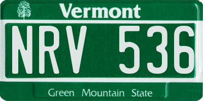 VT license plate NRV536