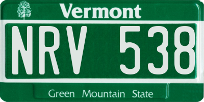 VT license plate NRV538