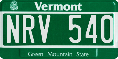 VT license plate NRV540