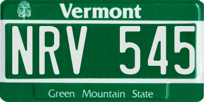 VT license plate NRV545