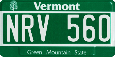 VT license plate NRV560