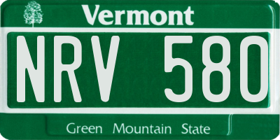 VT license plate NRV580
