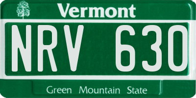 VT license plate NRV630