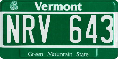 VT license plate NRV643