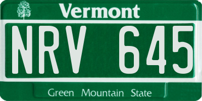 VT license plate NRV645