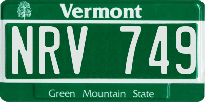 VT license plate NRV749