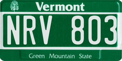 VT license plate NRV803