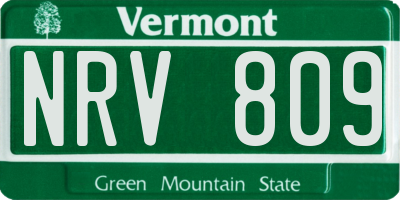 VT license plate NRV809