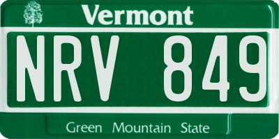VT license plate NRV849