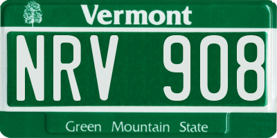 VT license plate NRV908
