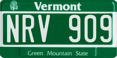 VT license plate NRV909