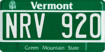 VT license plate NRV920