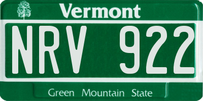 VT license plate NRV922