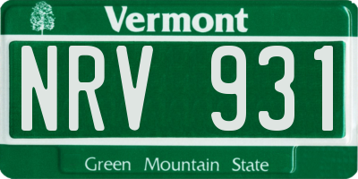 VT license plate NRV931