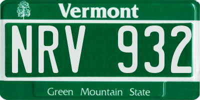 VT license plate NRV932