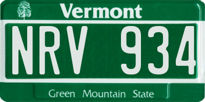 VT license plate NRV934