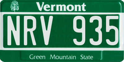 VT license plate NRV935
