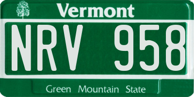 VT license plate NRV958