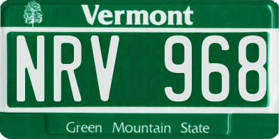 VT license plate NRV968
