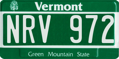 VT license plate NRV972
