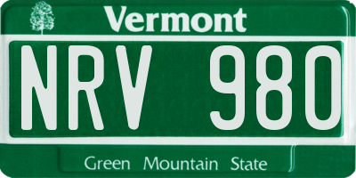 VT license plate NRV980
