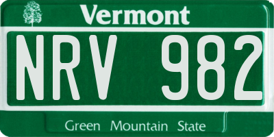VT license plate NRV982