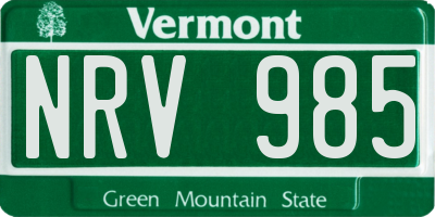 VT license plate NRV985
