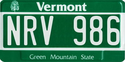 VT license plate NRV986